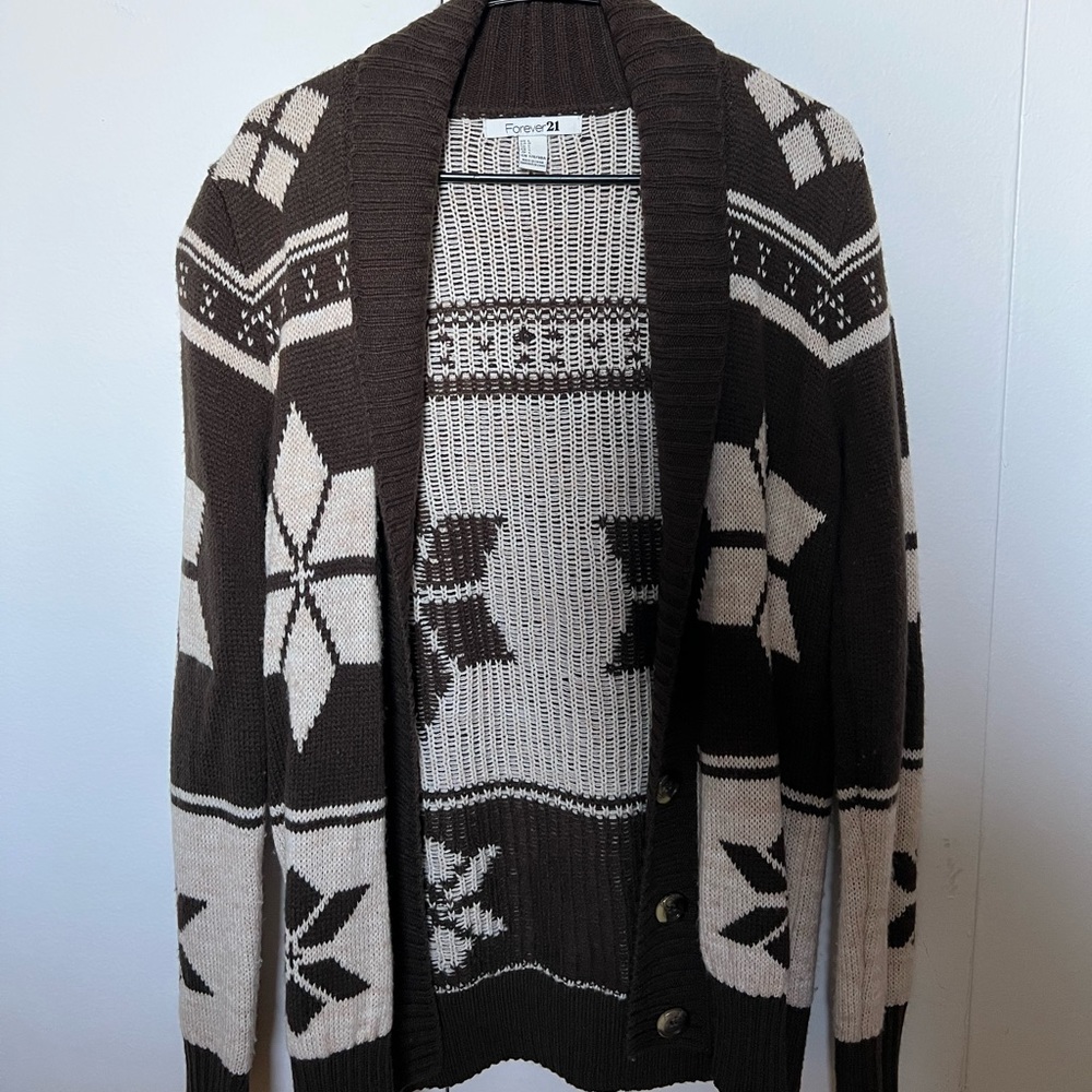 Brown and White Cardigan